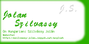 jolan szilvassy business card
