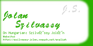 jolan szilvassy business card